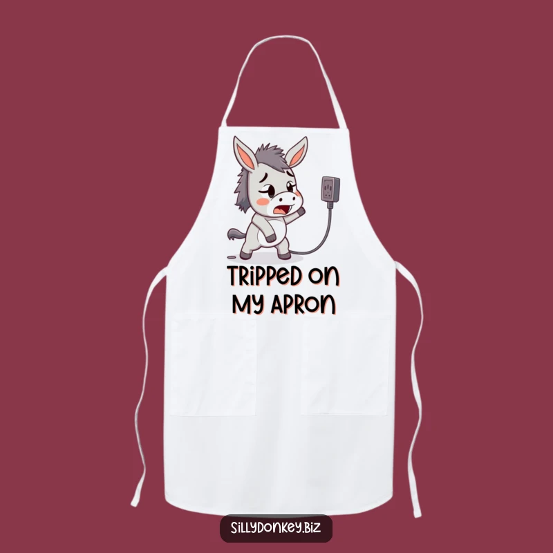 Funny Tripping Donkey Apron: Kawaii Chef’s Mishap Wear for Humorous Kitchen Gift