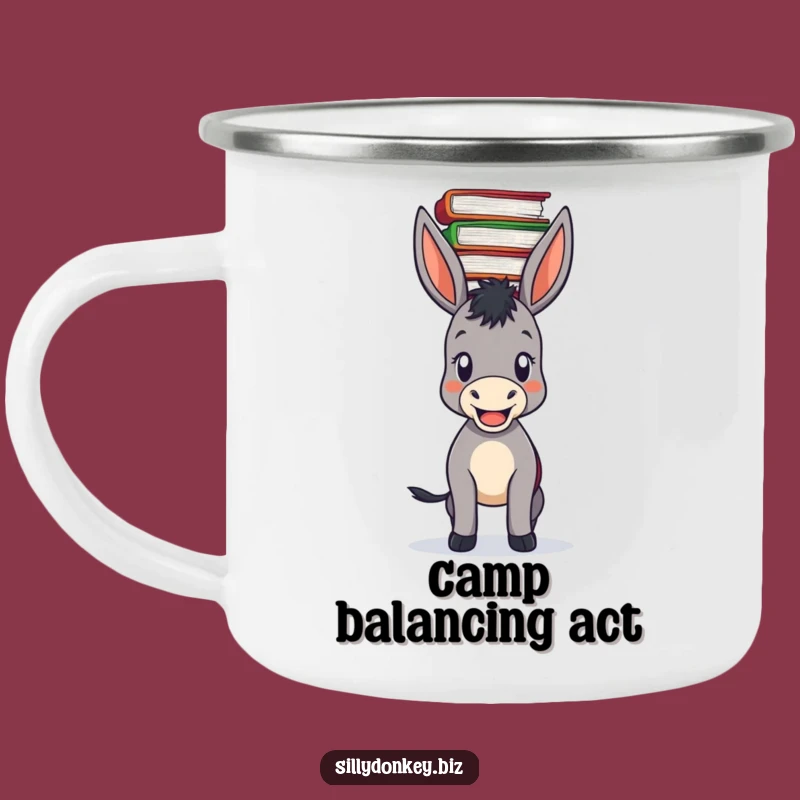 Funny Donkey File Camping Mug: Balancing Acts on the Go