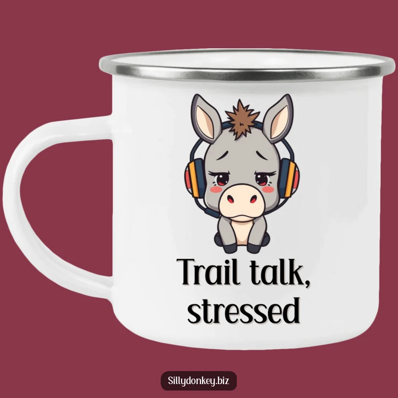 Funny Stressed Donkey Camping Mug: Determined Kawaii Cup for Outdoor Focus Gift