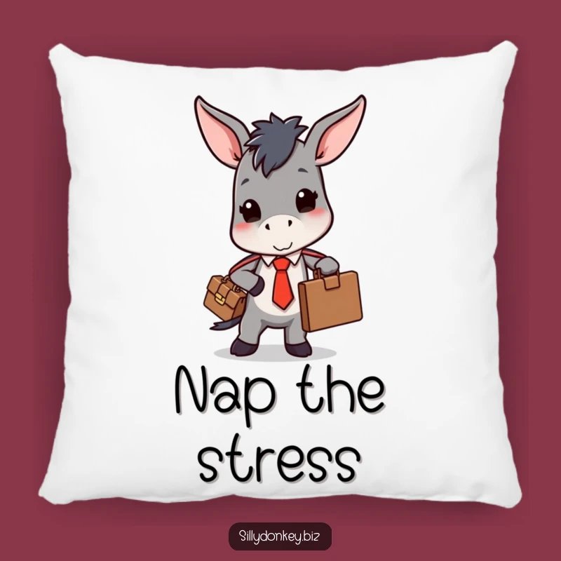 Funny Donkey Tie Pillow: Kawaii Office Struggle Cushion for Humorous Comfort Gift