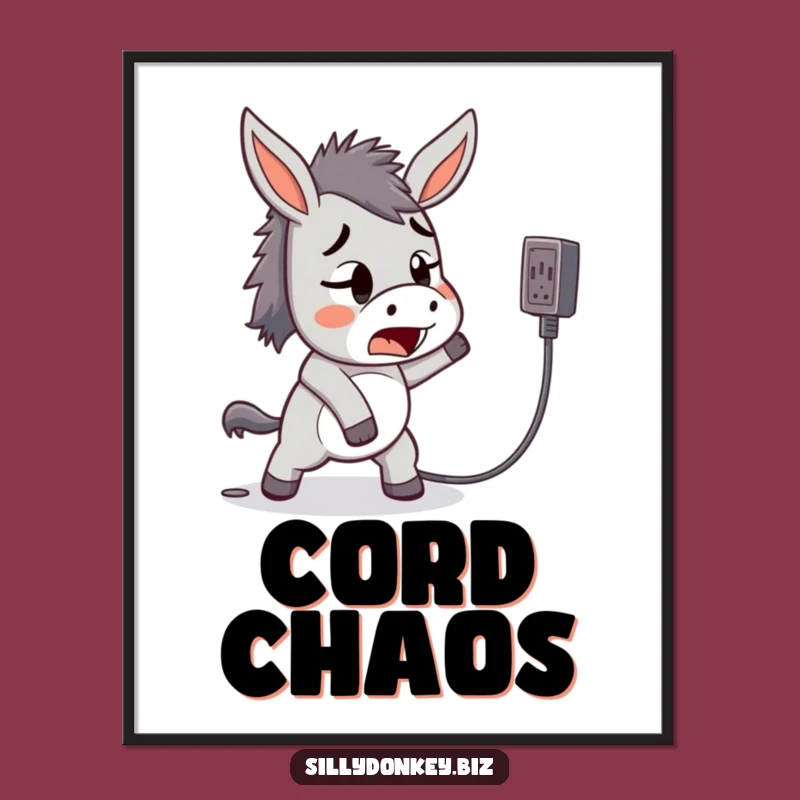 Funny Tripping Donkey Digital Art: Kawaii Mishap Download for Humorous Wall Decor Gift