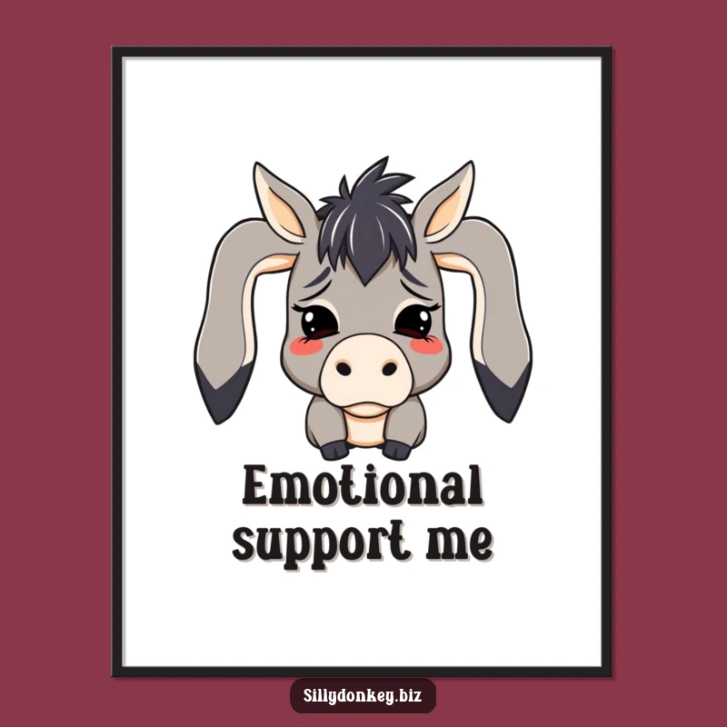 Funny Kawaii Donkey Despair Digital Art: Instant Mood Boost (of Gloom!)