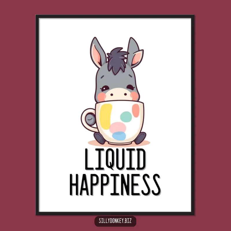 Funny Kawaii Donkey Coffee Digital Art: Instant Happiness for Your Walls