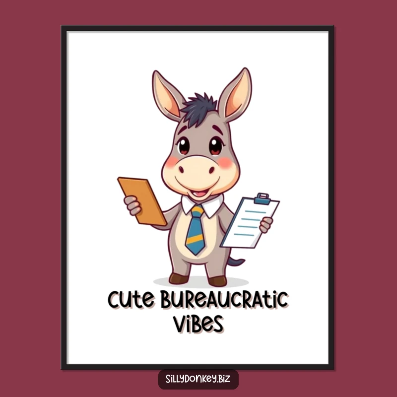Funny Kawaii Donkey Digital Print: Instant Download Funny Office Art Decor