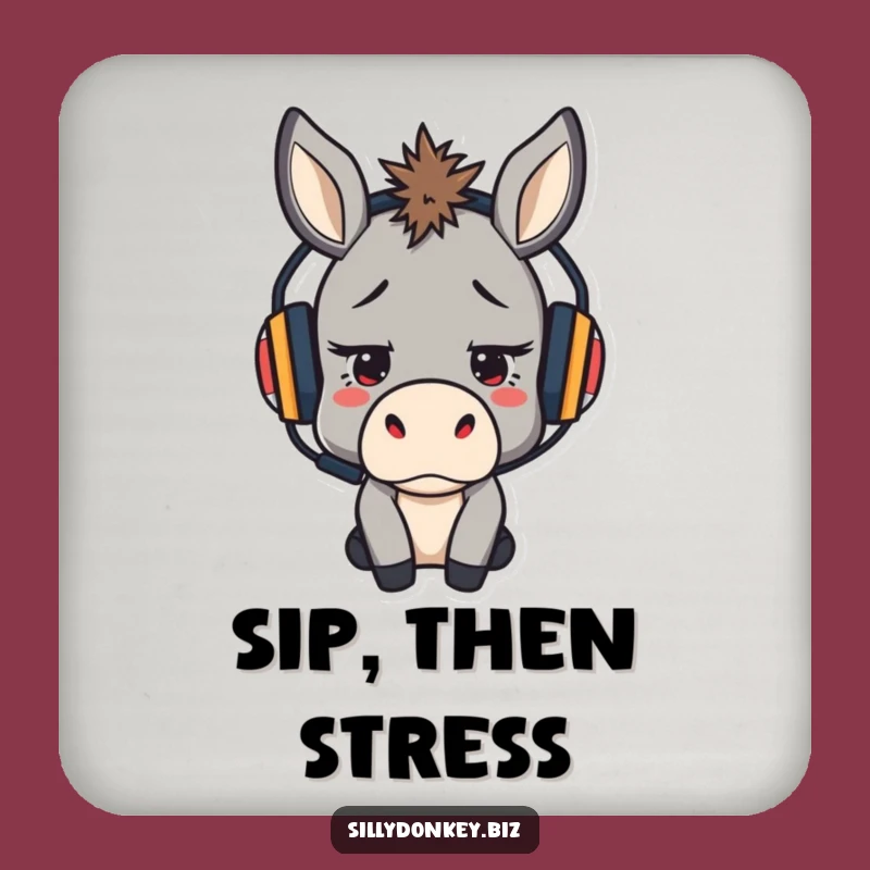 Funny Stressed Donkey Coaster: Determined Kawaii Protector for Humorous Table Gift