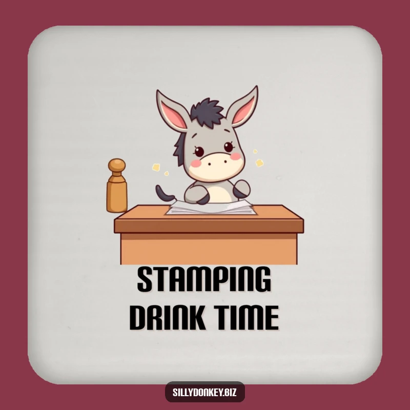 Funny Donkey Stamp Coaster: Kawaii Productive Protector for Humorous Table Gift
