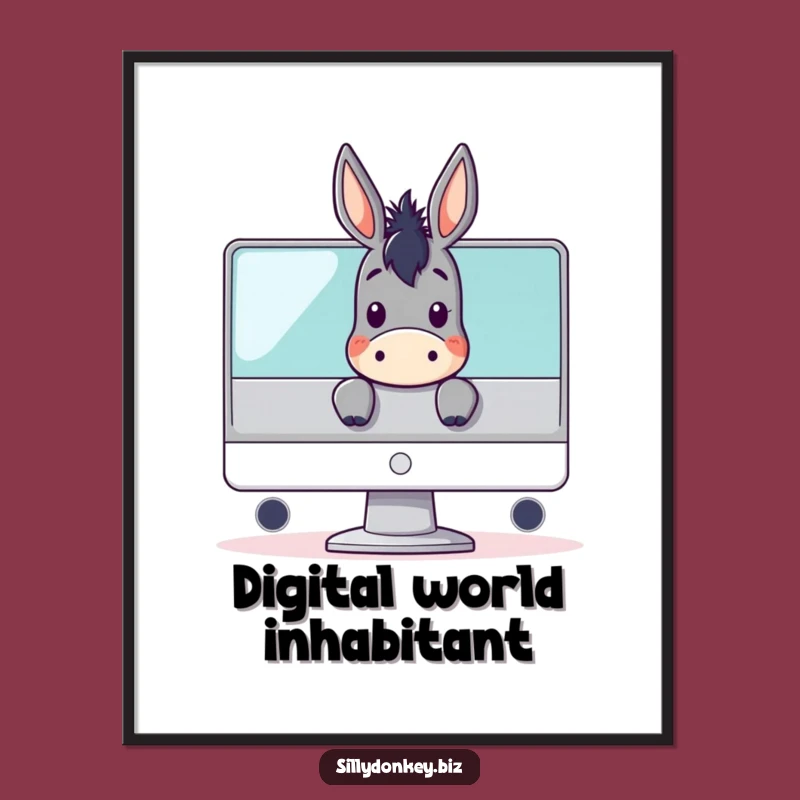 Funny Donkey Monitor Poster: Add Tech Humor to Your Walls