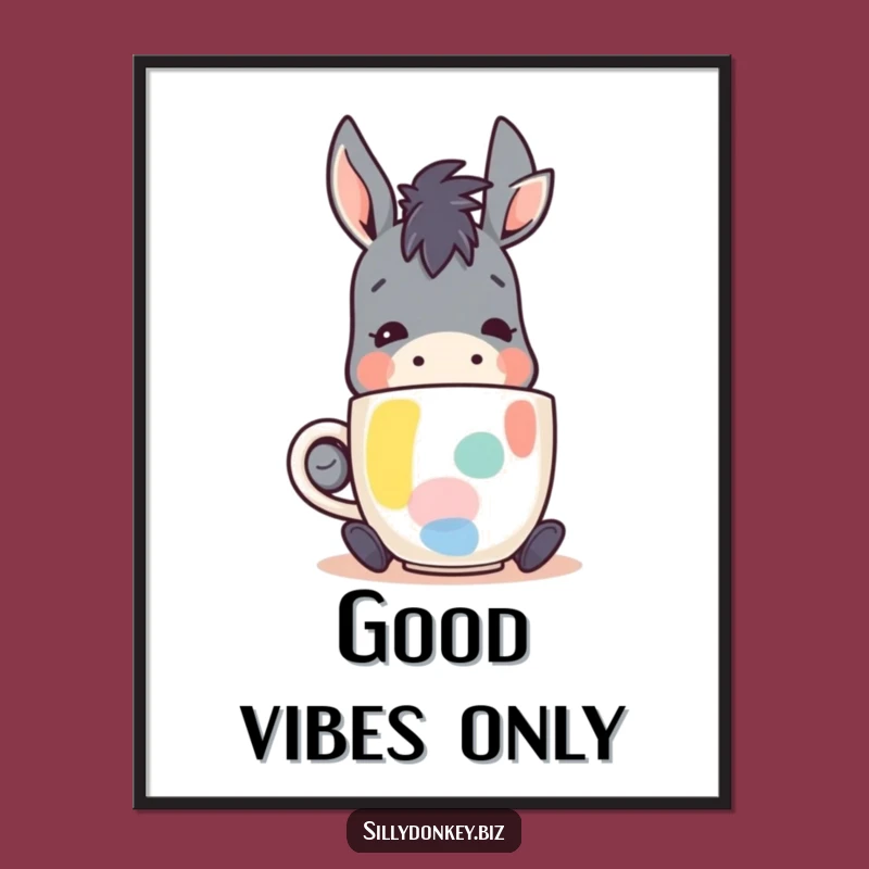 Funny Kawaii Donkey Coffee Poster: Sip Back and Relax with Art