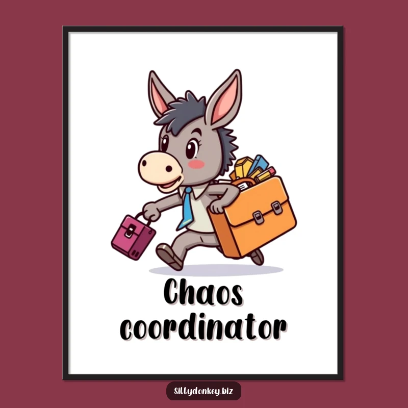 Funny Kawaii Donkey Rushing Poster: Inject Humor into Your Space