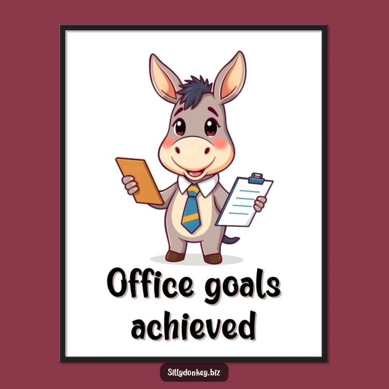 Funny Kawaii Donkey Poster: Adorable Office Art for a Funny, Cheerful Space