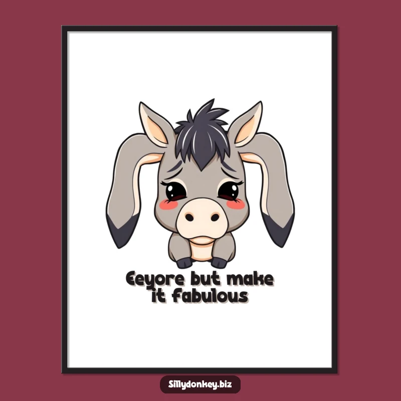 Free Printable Funny Wall Art: Donkey Despair, Humorous Downloadable Art Gift