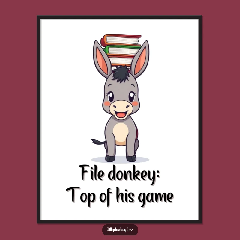 Free Printable Wall Art: Donkey Balancing Files, Quirky Office Decor Download!