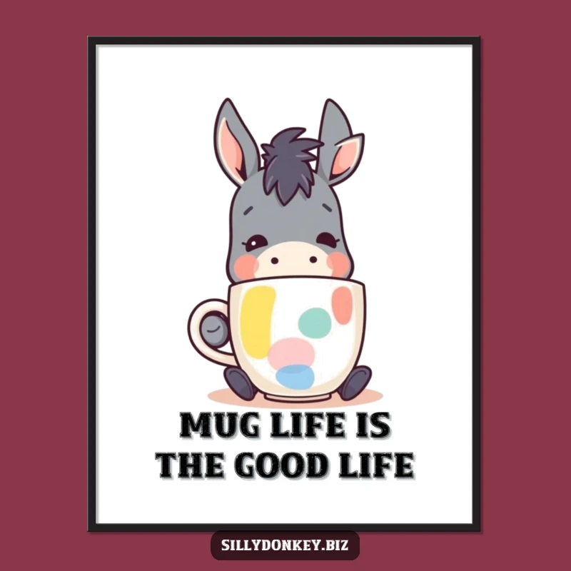 Free Printable Funny Wall Art: Donkey Coffee Sip, Humorous Downloadable Art Gift