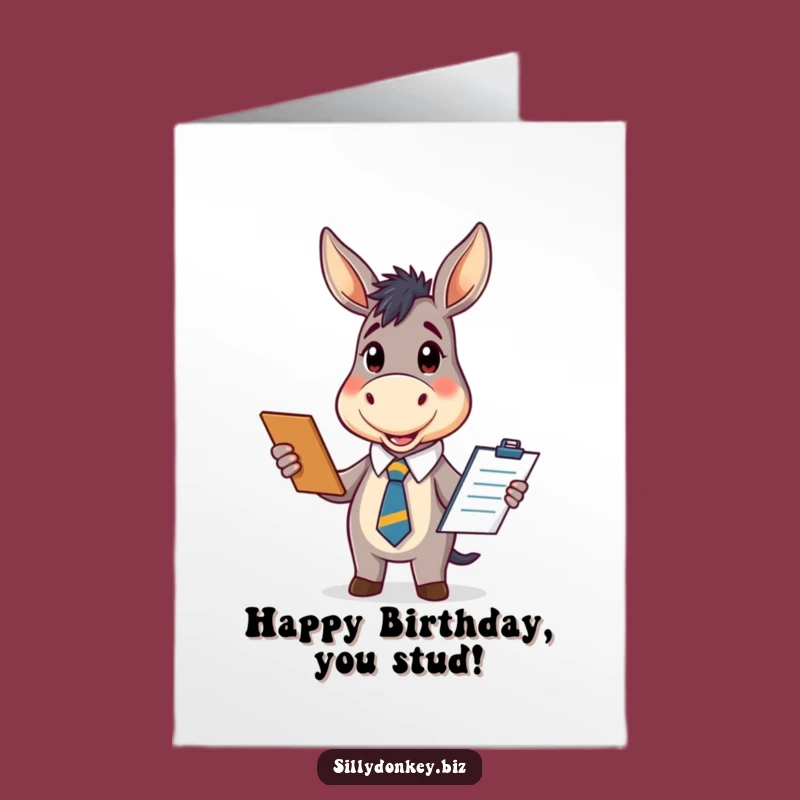Free Printable Birthday Card: Kawaii Donkey, Office Humor, Funny Downloadable Gift