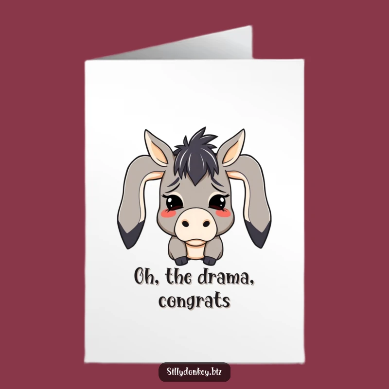 Free Printable Donkey Congratulations Card: Flopped Ears Downloadable Gift