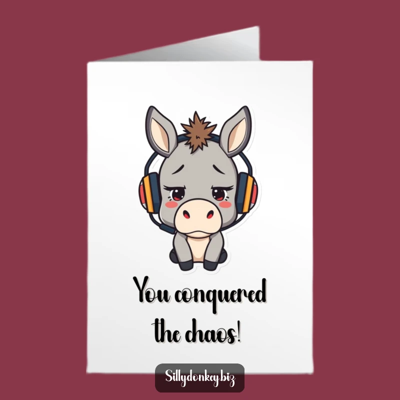 Free Printable Congratulations Card: Determined Donkey's Triumph for a Humorous Greeting