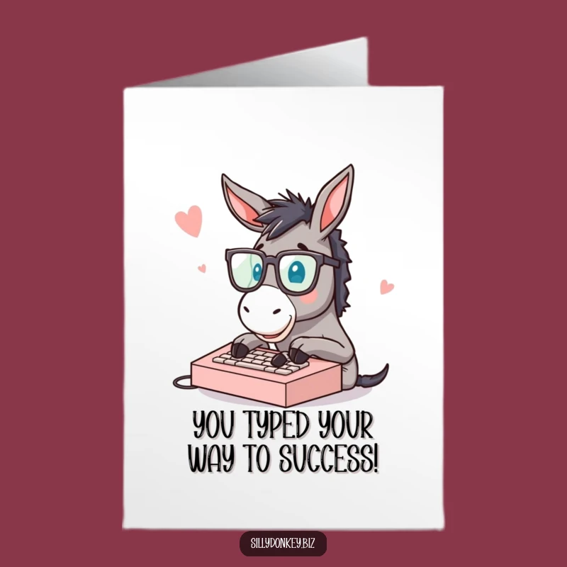 Free Printable Congrats Card: Speedy Donkey Typing, Celebrate Success with Humor!