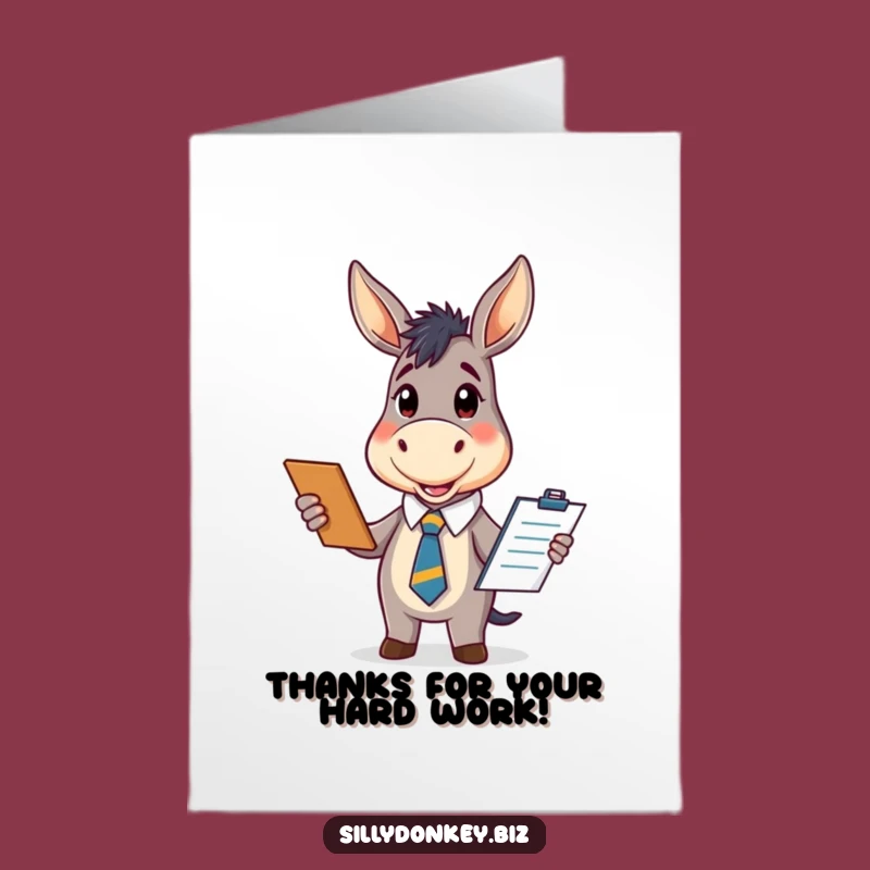 Free Printable Thank You Card: Kawaii Donkey, Organized Gratitude, Funny Downloadable Gift