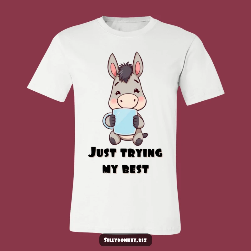 Funny Kawaii Donkey T-Shirt: Weary Cheerful Donkey Graphic Tee, Awesome Funny Gift Idea