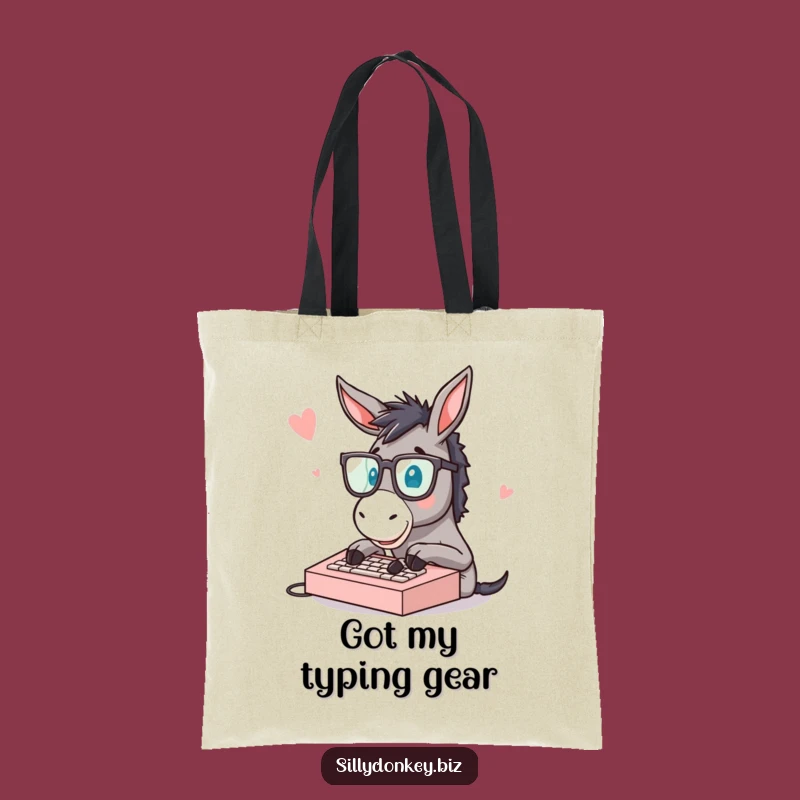 Funny Donkey Typing Tote Bag: Carry Your Laughs with This Hilarious Donkey